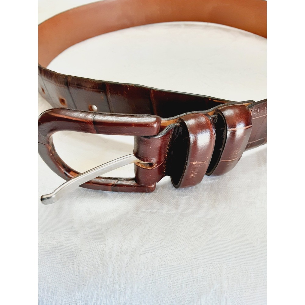 AnnaBella Belt Croc Embossed Genuine Leather Brown USA Size Medium Women